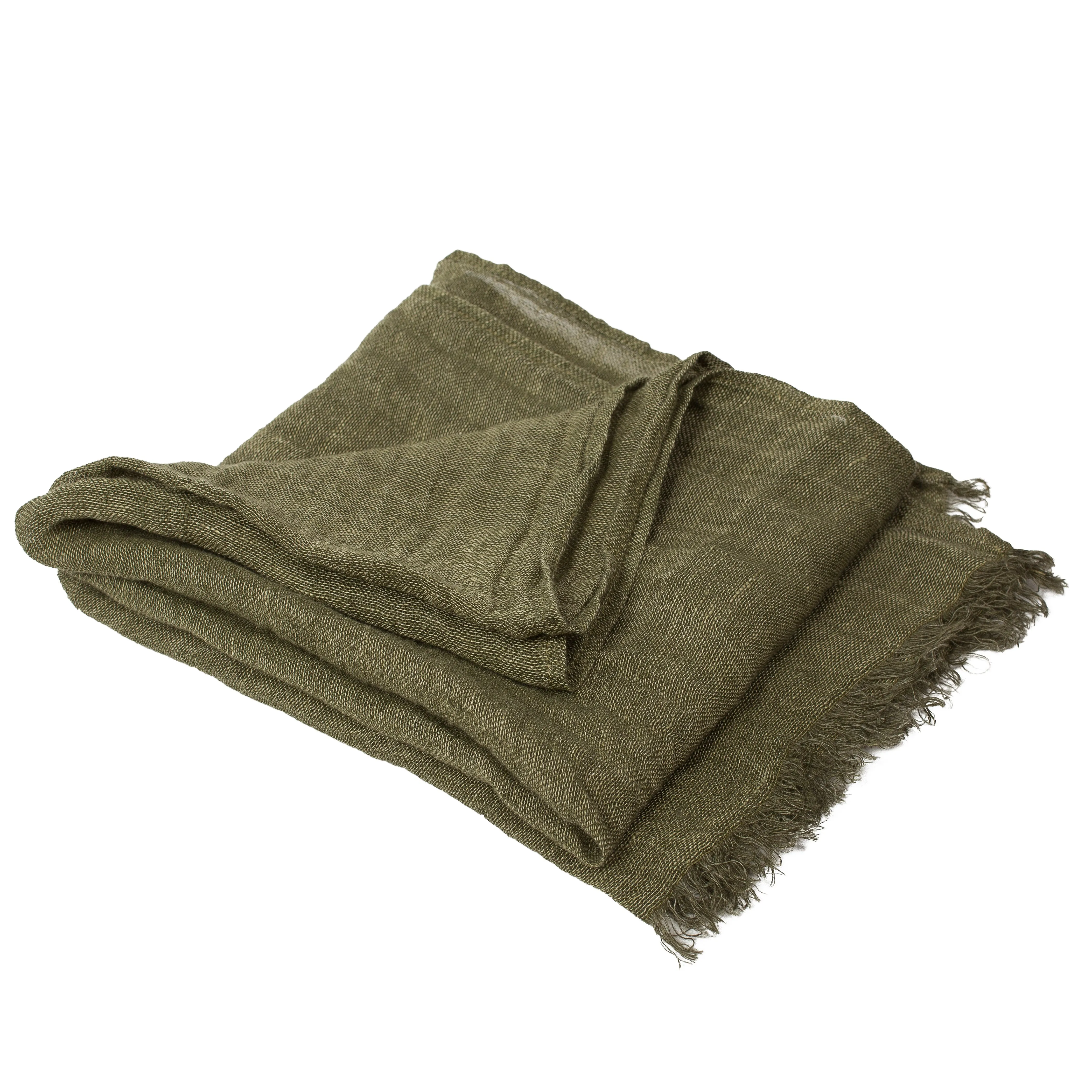 100% Linen Scarf - Moss Green Color
