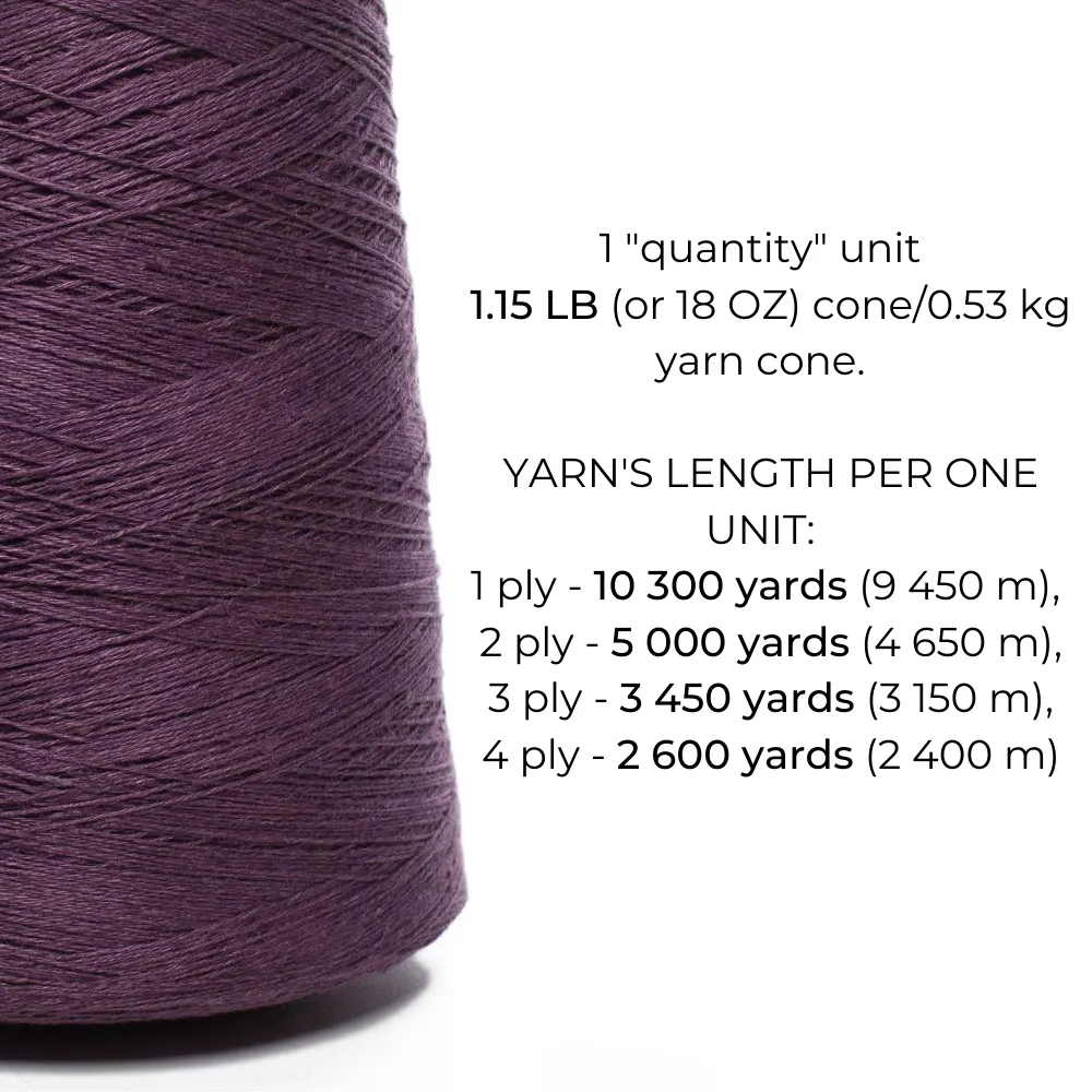 100% Linen Yarn - Dark Purple (Eggplant Color)
