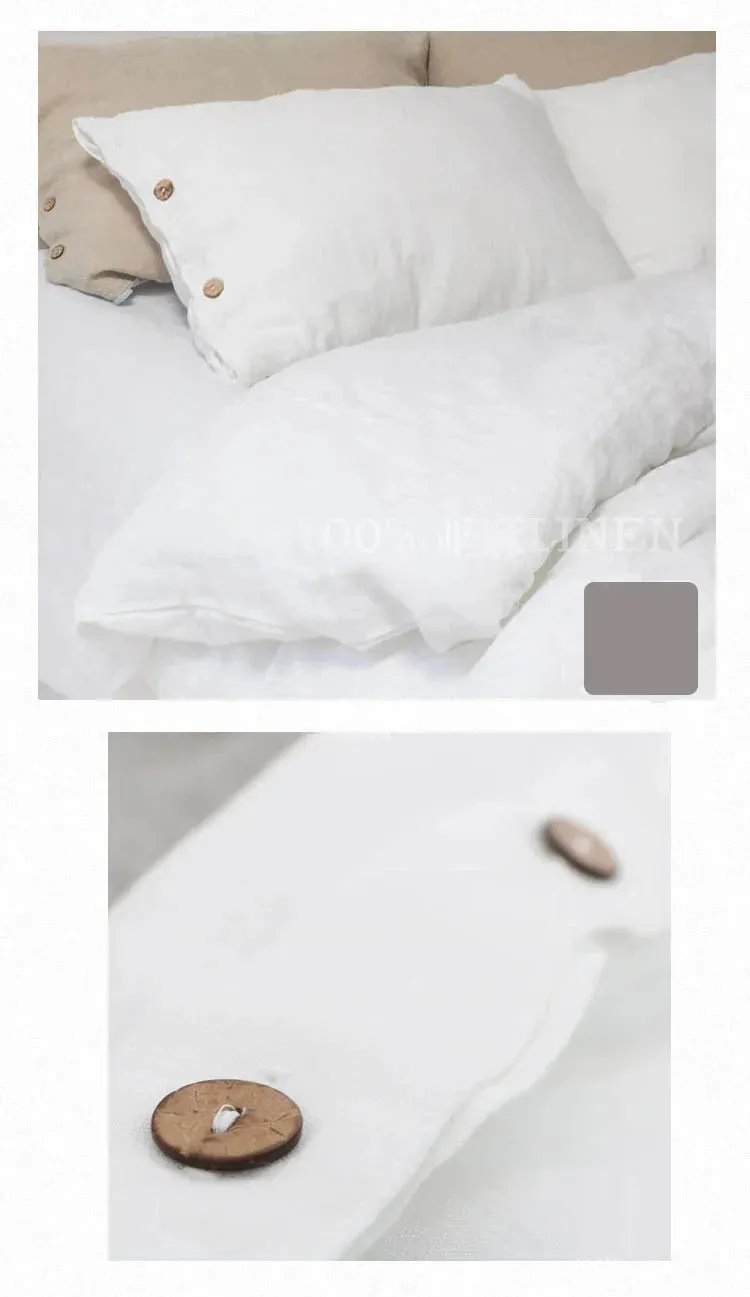 100% Natural Pure Linen Duvet Cover Set - Bleach