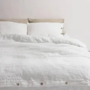 100% Natural Pure Linen Duvet Cover Set - Bleach