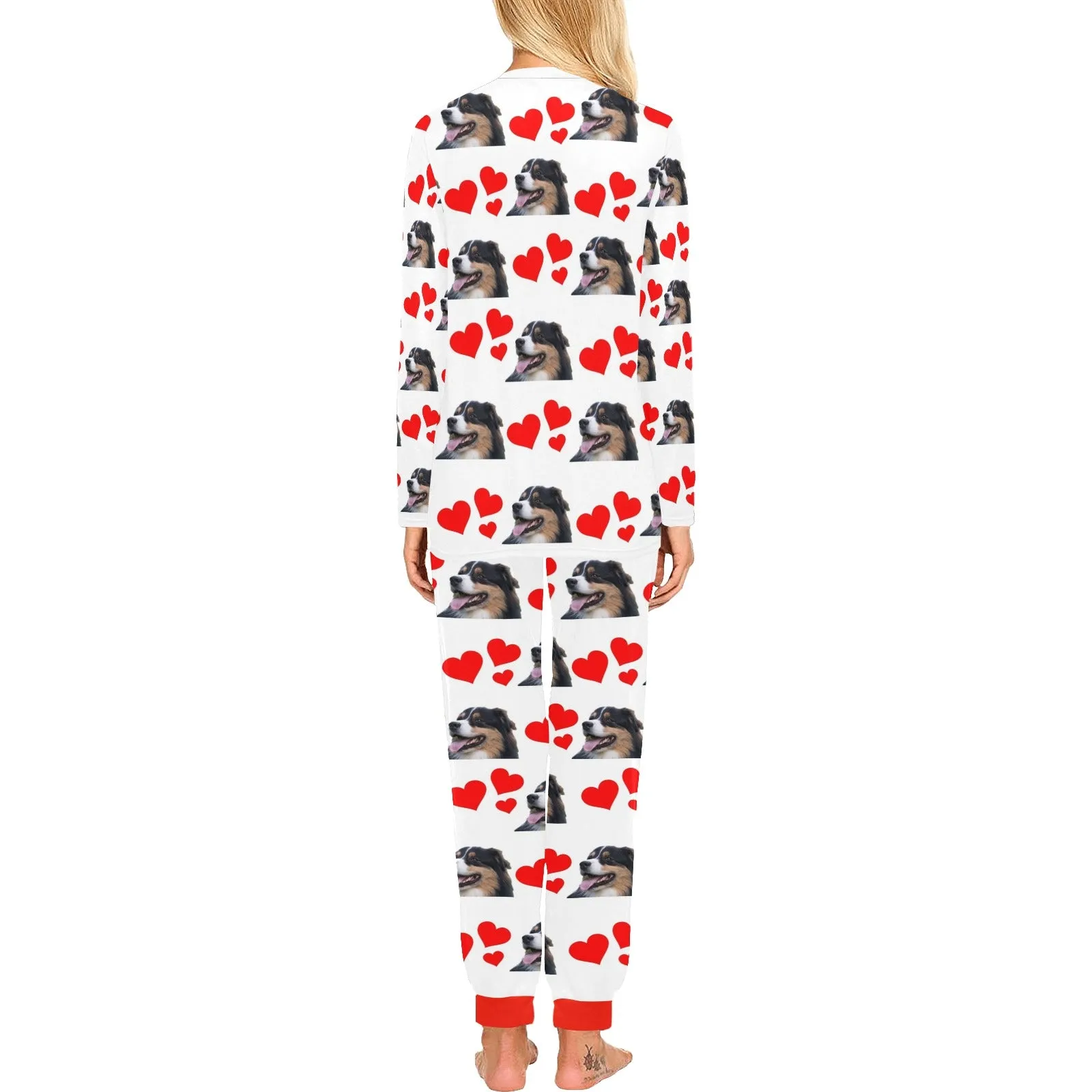 2 Piece Australian Shepherd Hearts Long Tee Pajama Set