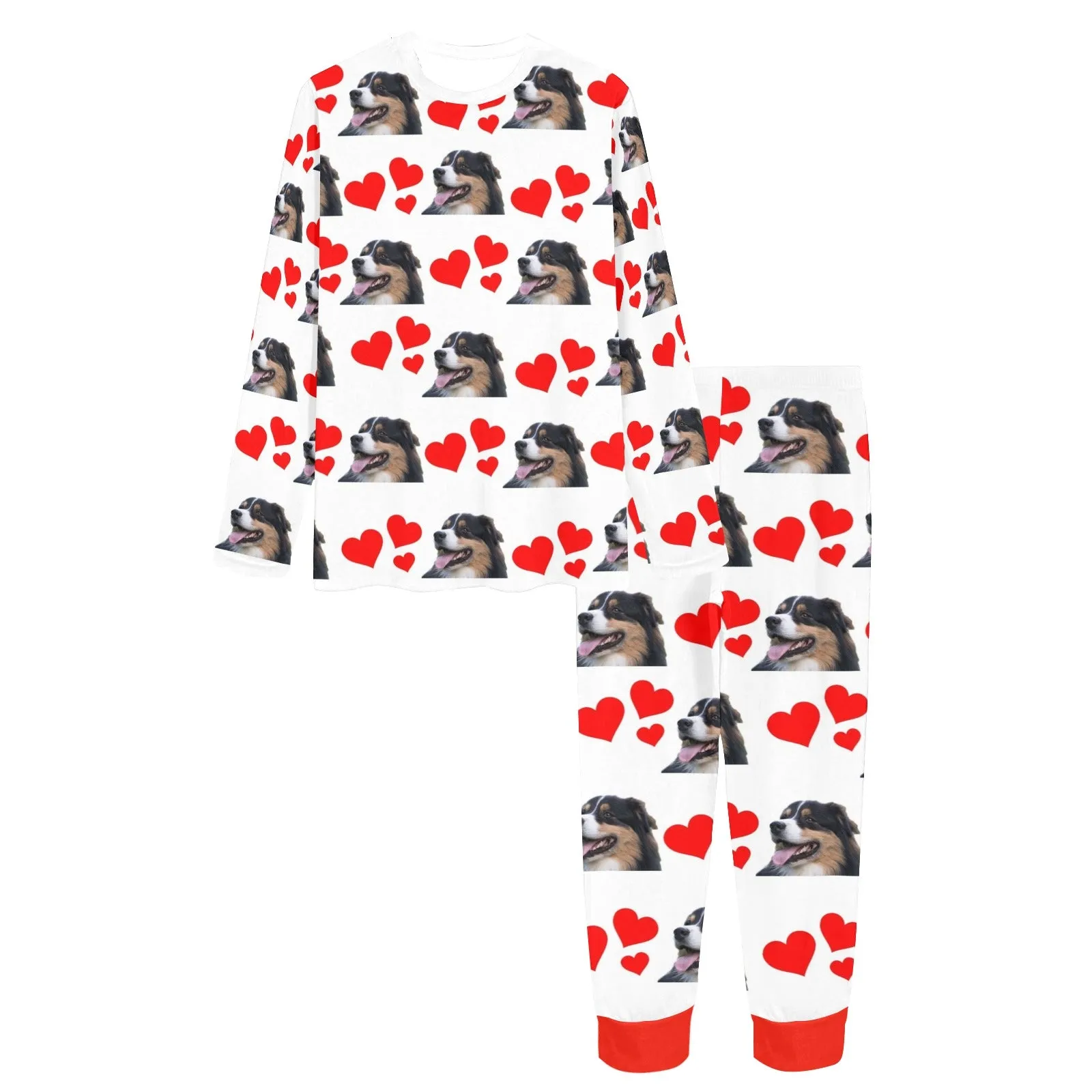 2 Piece Australian Shepherd Hearts Long Tee Pajama Set