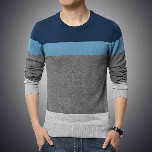2018 New Autumn Fashion Brand Casual Sweater O-Neck Striped Slim Fit Knitting Mens Sweaters And Pullovers Men Pullover Men M-5XL