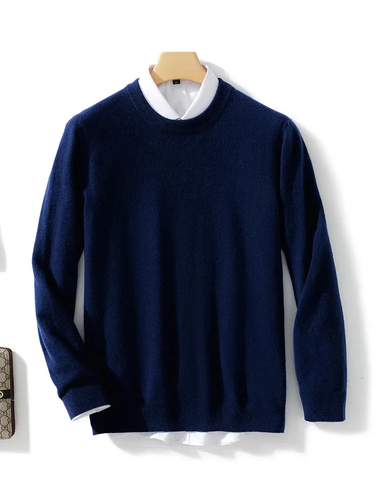 2022 100% Cashmere Knitted Sweater Male Jumpers Winter Oneck Long Sleeve Thicker Warm Pullovers Pure Man Woolen Clothes