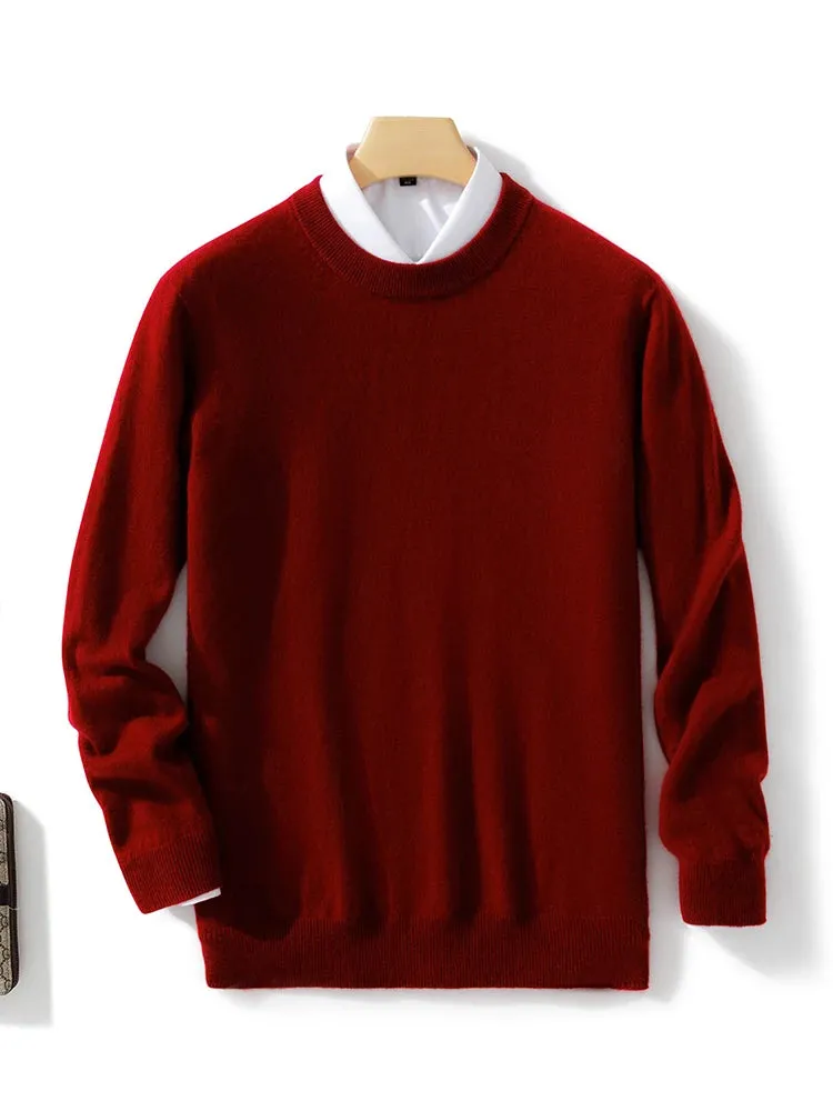 2022 100% Cashmere Knitted Sweater Male Jumpers Winter Oneck Long Sleeve Thicker Warm Pullovers Pure Man Woolen Clothes