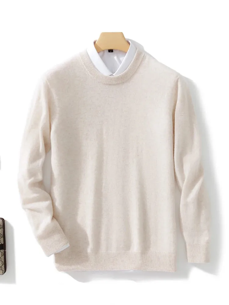 2022 100% Cashmere Knitted Sweater Male Jumpers Winter Oneck Long Sleeve Thicker Warm Pullovers Pure Man Woolen Clothes