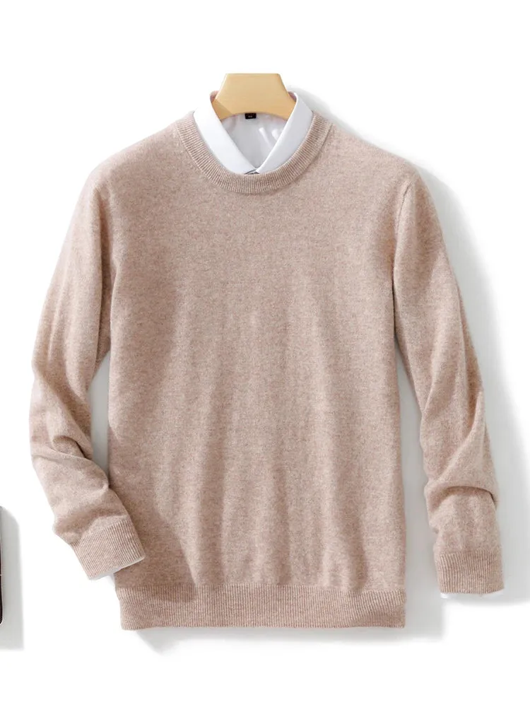 2022 100% Cashmere Knitted Sweater Male Jumpers Winter Oneck Long Sleeve Thicker Warm Pullovers Pure Man Woolen Clothes