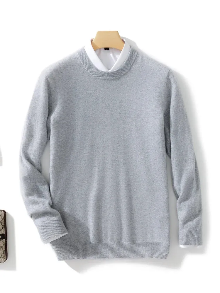 2022 100% Cashmere Knitted Sweater Male Jumpers Winter Oneck Long Sleeve Thicker Warm Pullovers Pure Man Woolen Clothes