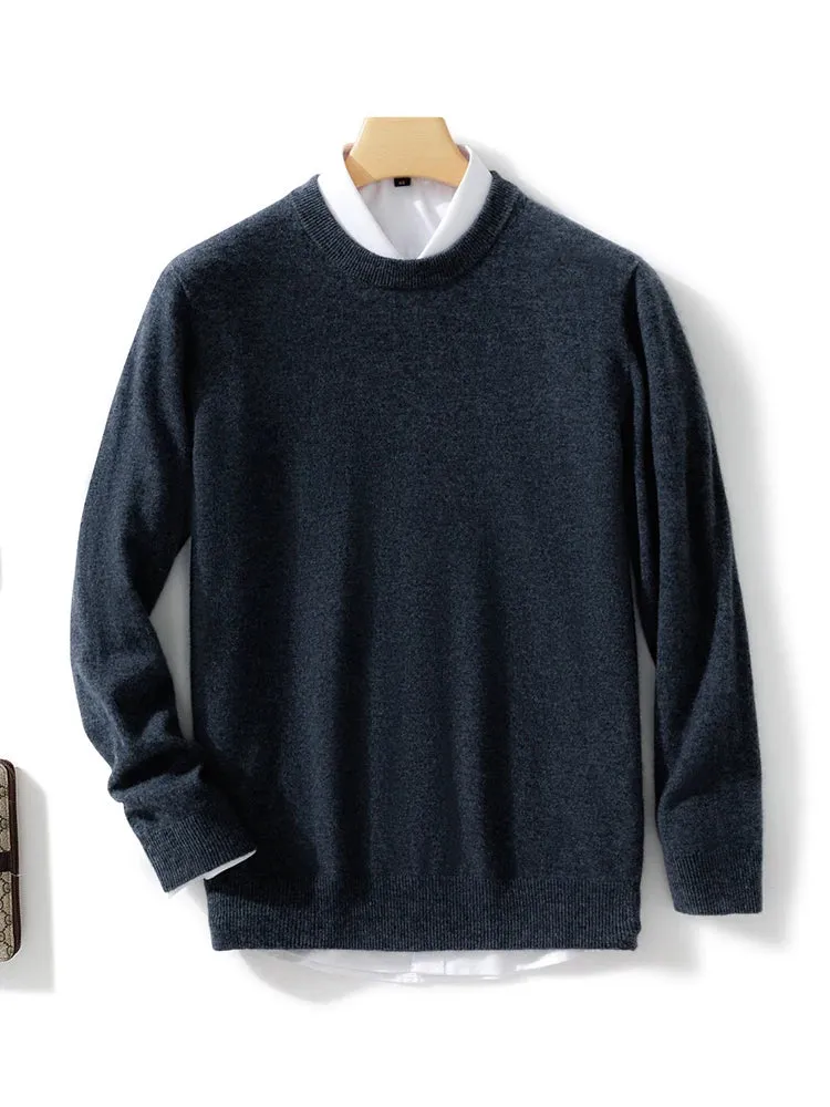 2022 100% Cashmere Knitted Sweater Male Jumpers Winter Oneck Long Sleeve Thicker Warm Pullovers Pure Man Woolen Clothes
