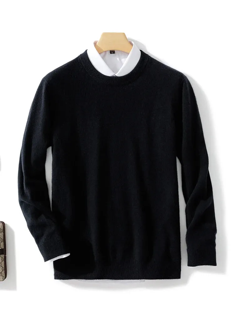 2022 100% Cashmere Knitted Sweater Male Jumpers Winter Oneck Long Sleeve Thicker Warm Pullovers Pure Man Woolen Clothes