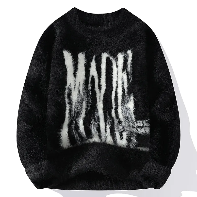 2024 New Autumn Winter Top Grade Mink Cashmere Christmas Sweater Men Fashion Printed Male Pullover Korean Harajuku Mens Jumpers