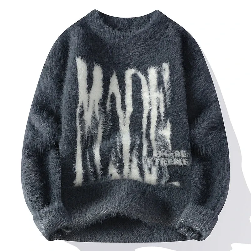 2024 New Autumn Winter Top Grade Mink Cashmere Christmas Sweater Men Fashion Printed Male Pullover Korean Harajuku Mens Jumpers