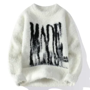 2024 New Autumn Winter Top Grade Mink Cashmere Christmas Sweater Men Fashion Printed Male Pullover Korean Harajuku Mens Jumpers