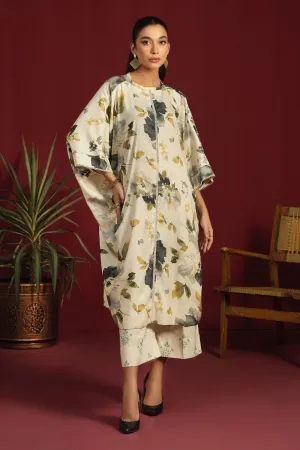 2PC Unstitched |Printed Crepe Linen Shirt   Trouser