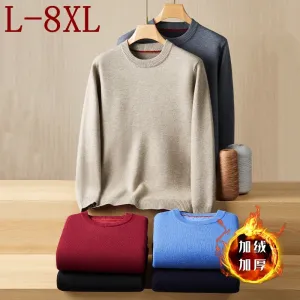 8XL 7XL 6XL 2024 New Autumn Winter High End Plus Velvet Sweater Men Thick Fleece Mens Pullover Sweaters Business Casual Jumpers