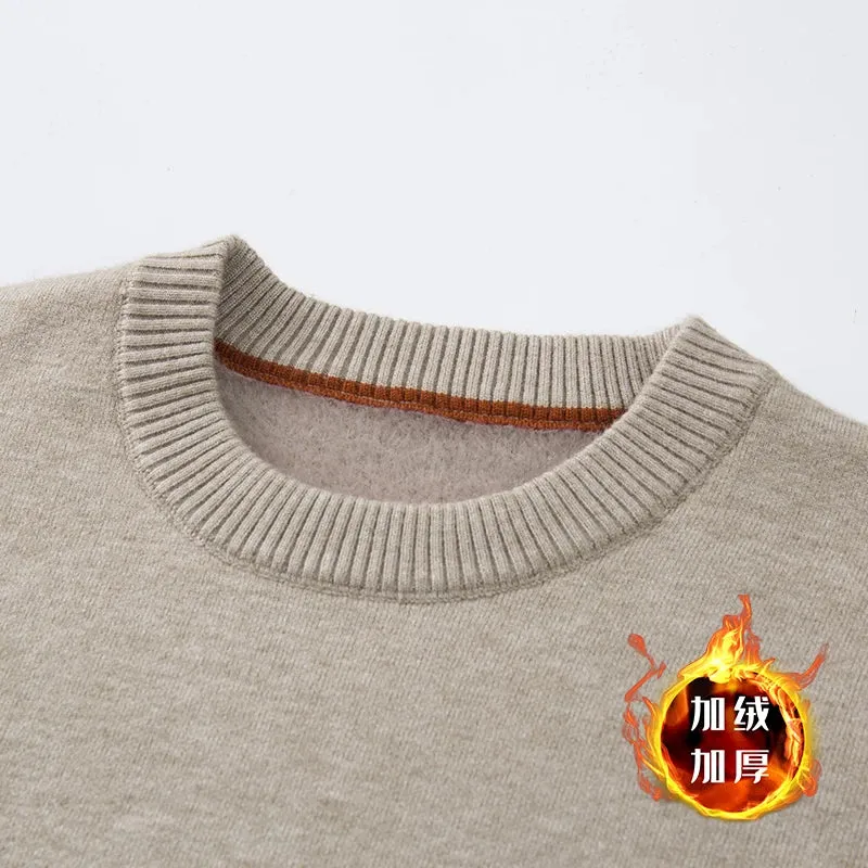 8XL 7XL 6XL 2024 New Autumn Winter High End Plus Velvet Sweater Men Thick Fleece Mens Pullover Sweaters Business Casual Jumpers