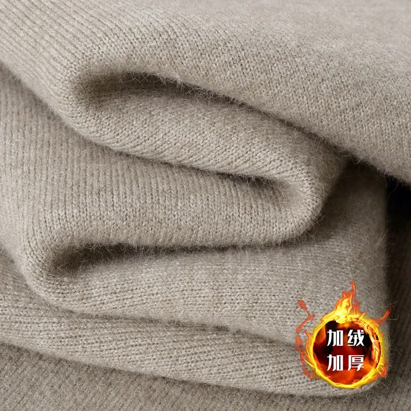 8XL 7XL 6XL 2024 New Autumn Winter High End Plus Velvet Sweater Men Thick Fleece Mens Pullover Sweaters Business Casual Jumpers