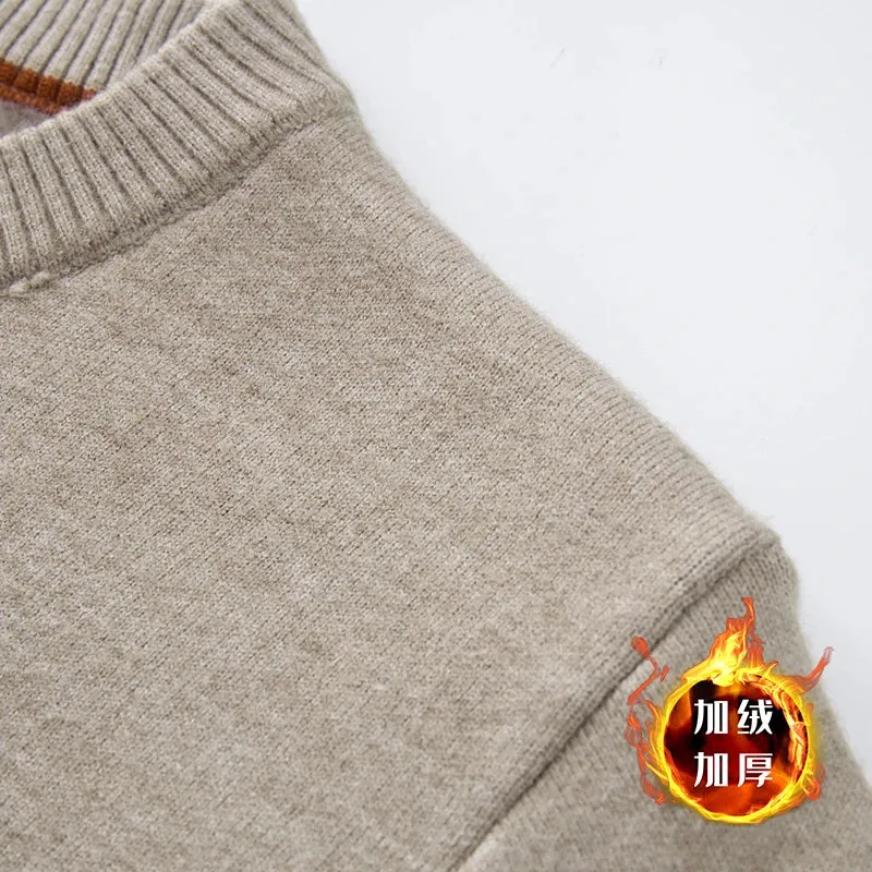 8XL 7XL 6XL 2024 New Autumn Winter High End Plus Velvet Sweater Men Thick Fleece Mens Pullover Sweaters Business Casual Jumpers