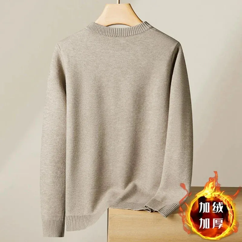 8XL 7XL 6XL 2024 New Autumn Winter High End Plus Velvet Sweater Men Thick Fleece Mens Pullover Sweaters Business Casual Jumpers
