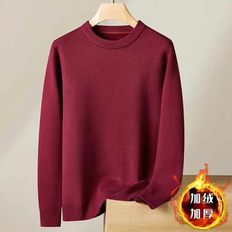 8XL 7XL 6XL 2024 New Autumn Winter High End Plus Velvet Sweater Men Thick Fleece Mens Pullover Sweaters Business Casual Jumpers