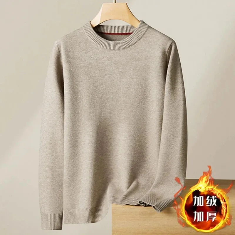 8XL 7XL 6XL 2024 New Autumn Winter High End Plus Velvet Sweater Men Thick Fleece Mens Pullover Sweaters Business Casual Jumpers
