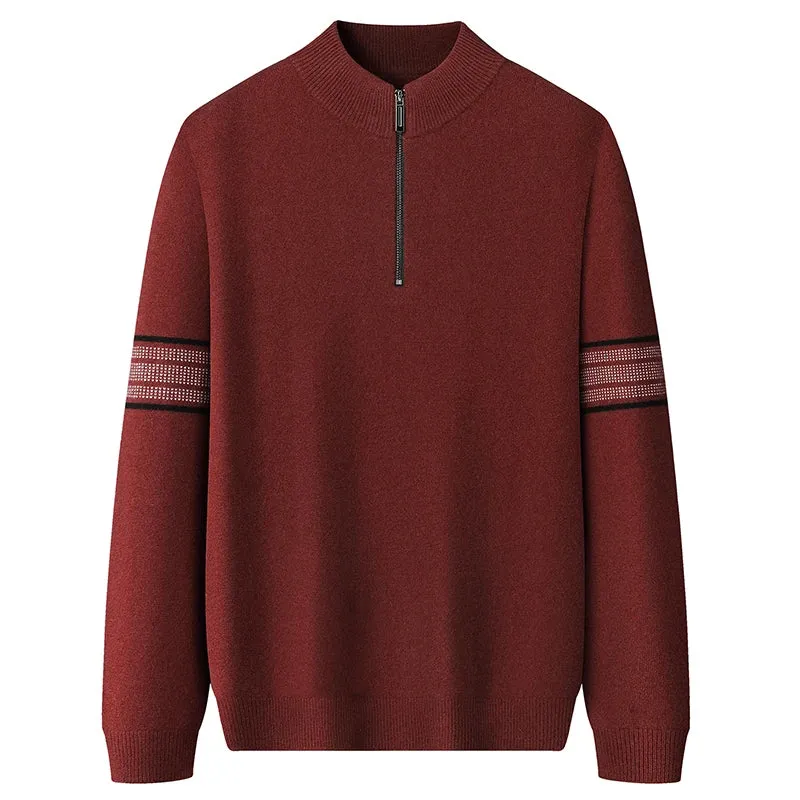 8XL 7XL 6XL 2024 New Fall Winter High End Luxury 100% Wool Sweater Men Casual Zipper Turtleneck Pullover Soft Warm Mens Sweaters