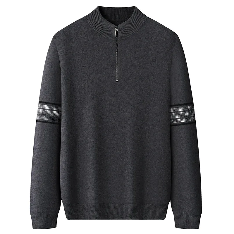 8XL 7XL 6XL 2024 New Fall Winter High End Luxury 100% Wool Sweater Men Casual Zipper Turtleneck Pullover Soft Warm Mens Sweaters