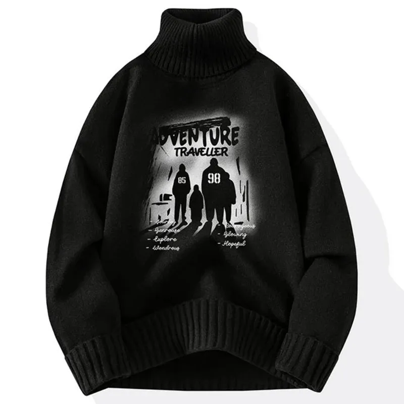 8XL 7XL 6XL 2024 New Fall Winter High End Turtleneck Sweater Men Hip Hop Anime Design Christmas Jumper Luxury Cashmere Pullover