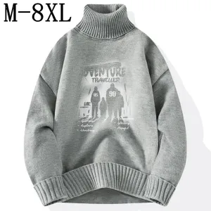 8XL 7XL 6XL 2024 New Fall Winter High End Turtleneck Sweater Men Hip Hop Anime Design Christmas Jumper Luxury Cashmere Pullover