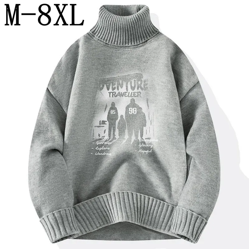 8XL 7XL 6XL 2024 New Fall Winter High End Turtleneck Sweater Men Hip Hop Anime Design Christmas Jumper Luxury Cashmere Pullover