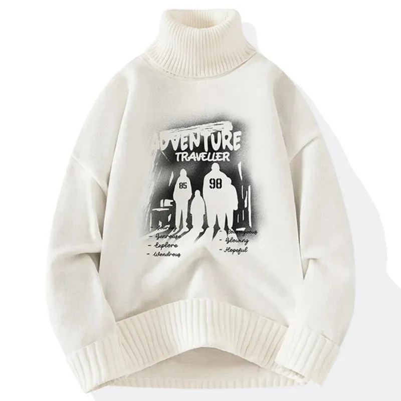 8XL 7XL 6XL 2024 New Fall Winter High End Turtleneck Sweater Men Hip Hop Anime Design Christmas Jumper Luxury Cashmere Pullover