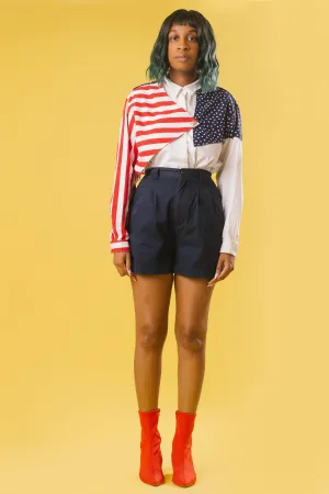 90's American Flag Button-Down Shirt | M