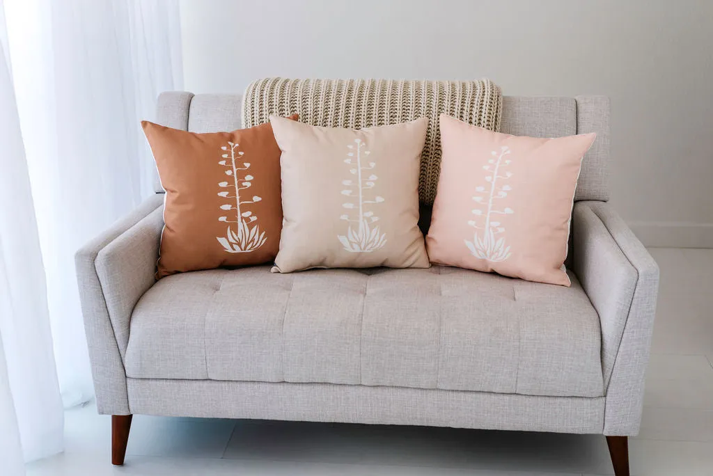 Agave Bloom Brown Linen Pillow, Eco Friendly, College Student Gift, Christmas Gift, Mother's Day Gift