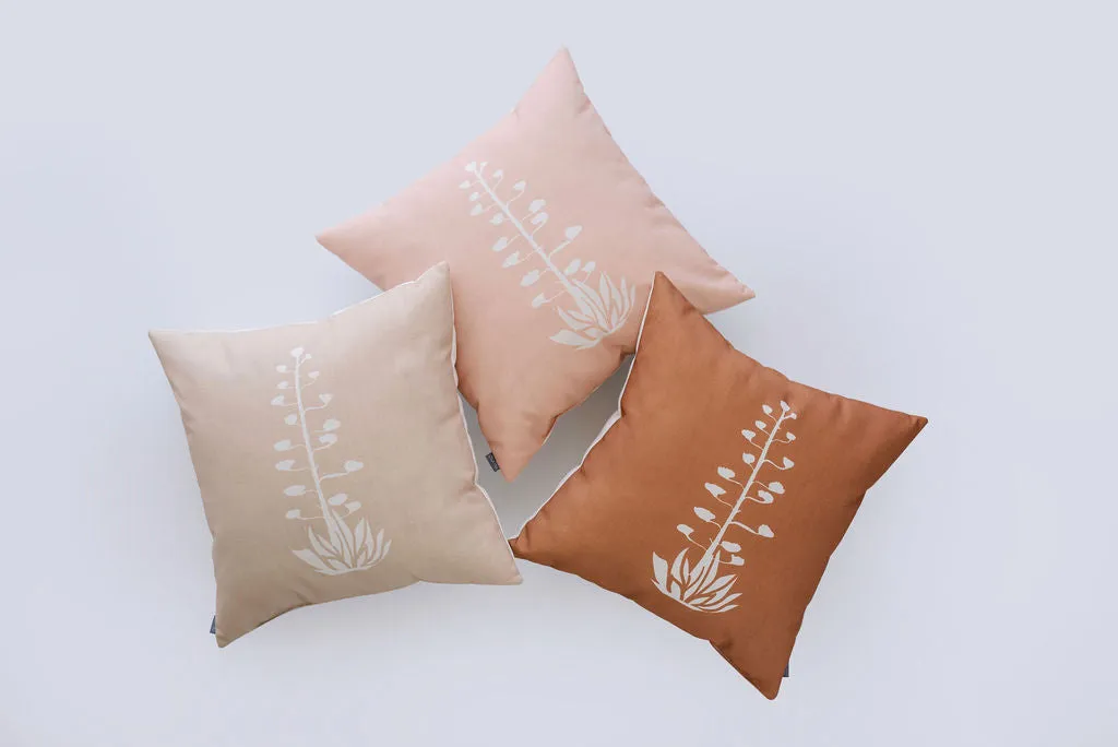 Agave Bloom Brown Linen Pillow, Eco Friendly, College Student Gift, Christmas Gift, Mother's Day Gift