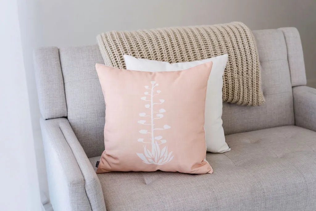 Agave Bloom Pink Linen Pillow, College Student Gift, Christmas Gift, Mother's Day Gift