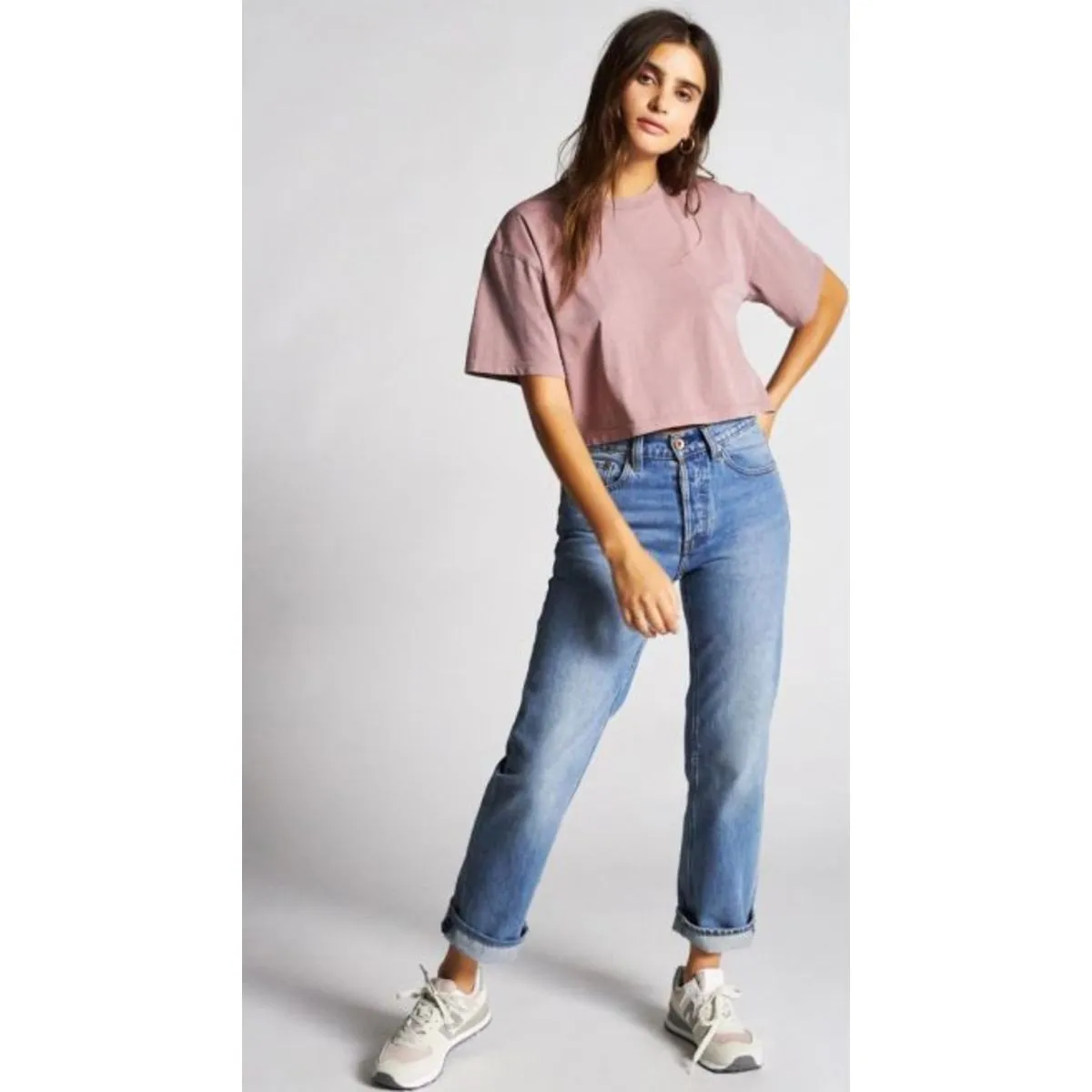 AMANDA S/S CROP TEE - MAUVE
