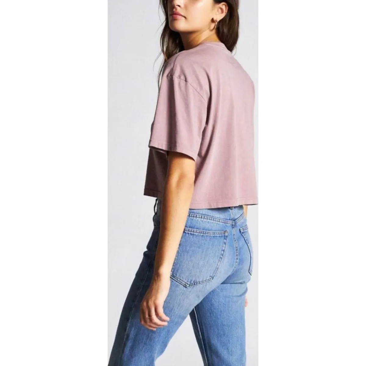 AMANDA S/S CROP TEE - MAUVE