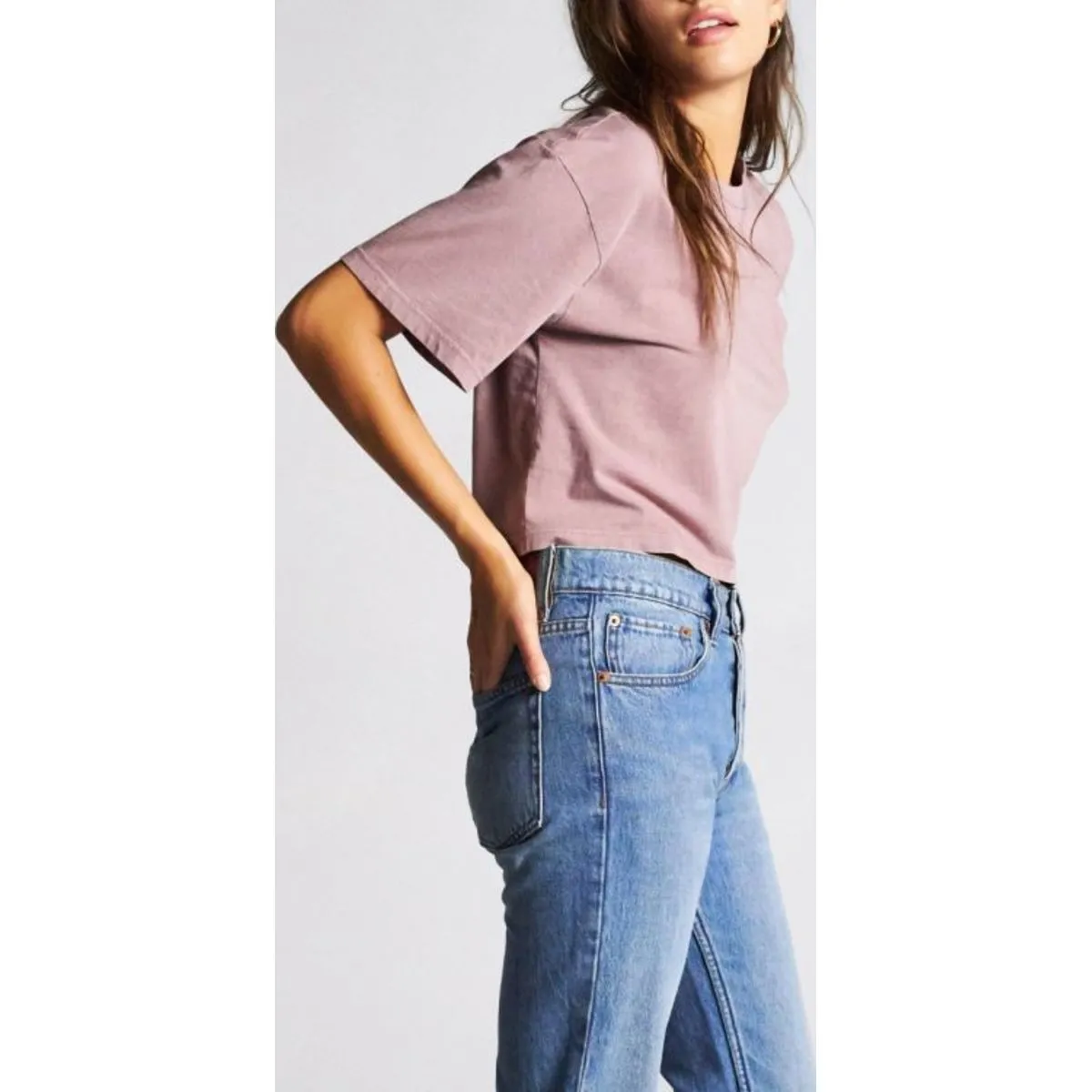 AMANDA S/S CROP TEE - MAUVE
