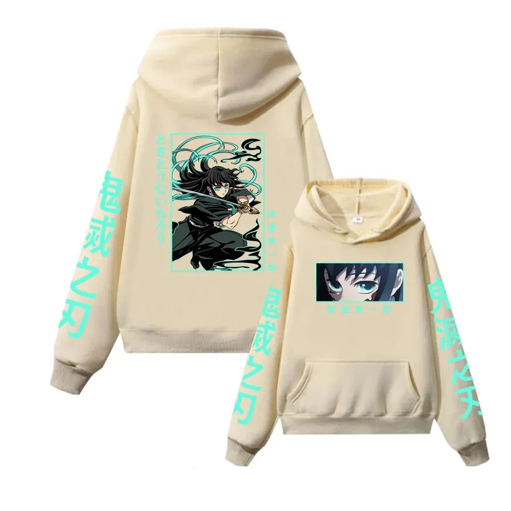 Anime Muichiro Tokito Hoodie Demon Slayer Cosplay Costume Hip Hop Pullover Casual  Clothes