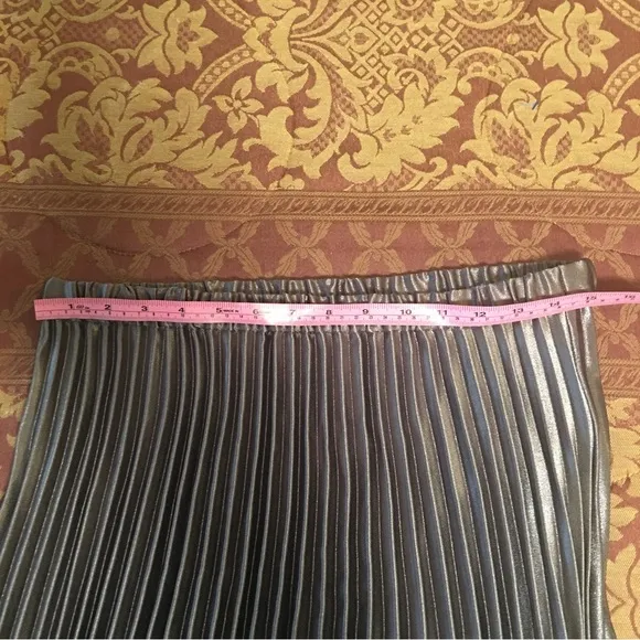Anne Klein Pleated Silver Midi Skirt Size M NWT