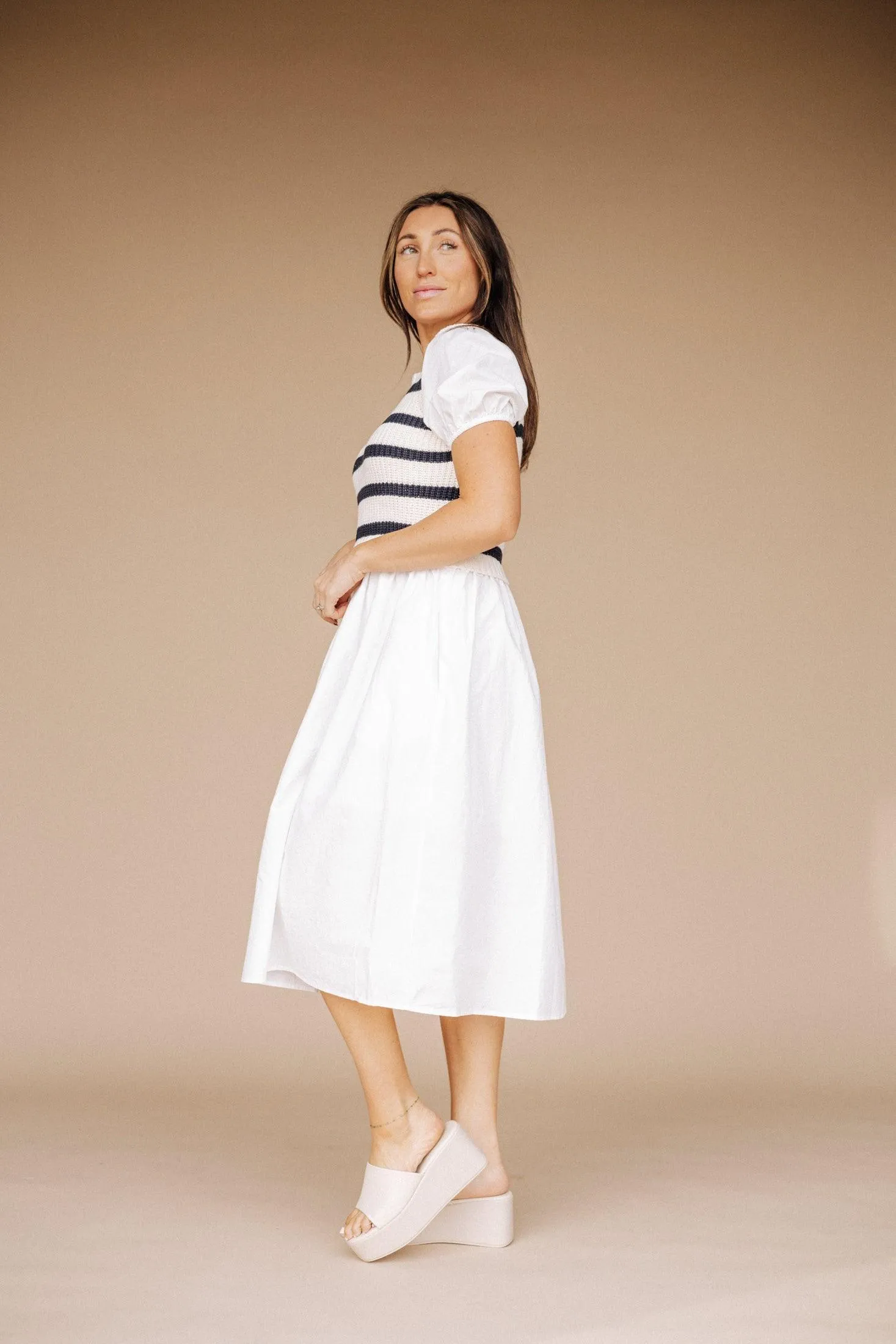 Annie Sweater Top Dress in Off White