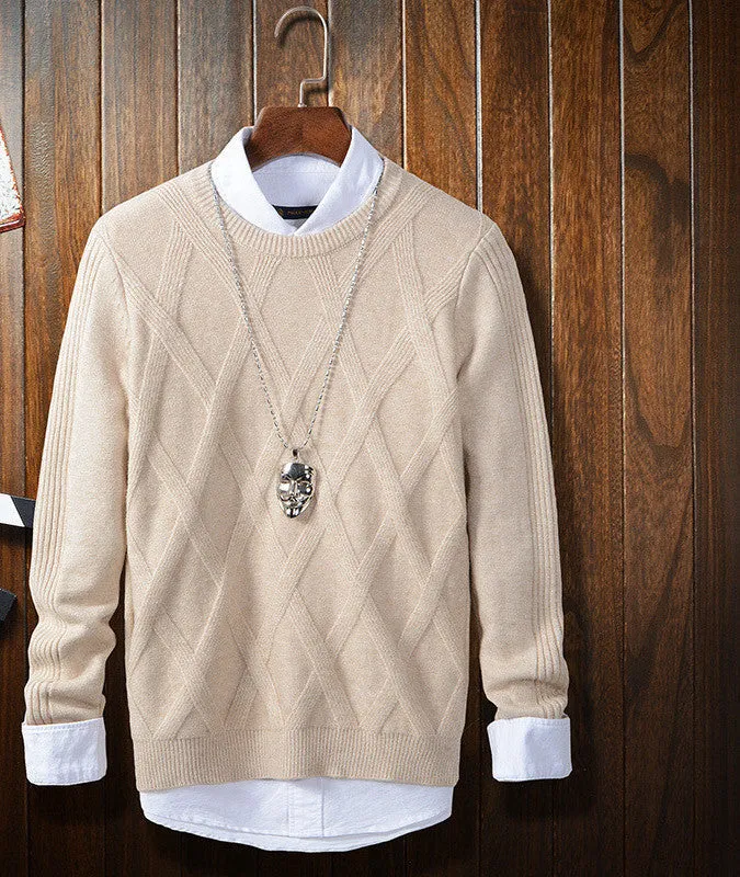 Autumn Winter Men Sweaters Cashmere Wool Pullovers Knitting Thick Warm Designer Slim Fit Casual Knitted Man Knitwear
