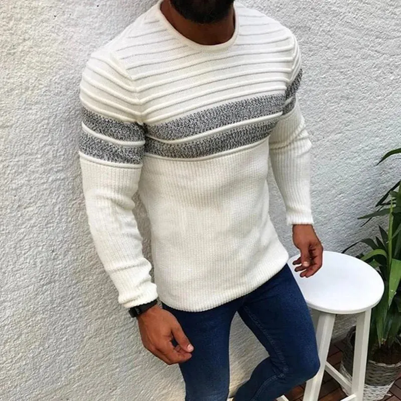 Autumn Winter Sweater Men 2023 New Arrival Casual Pullover Men Long Sleeve O-Neck Patchwork Knitted Men Sweaters Streetwear