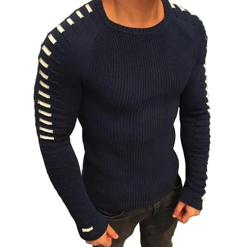 Autumn Winter Sweater Men 2023 New Arrival Casual Pullover Men Long Sleeve O-Neck Patchwork Knitted Men Sweaters Streetwear