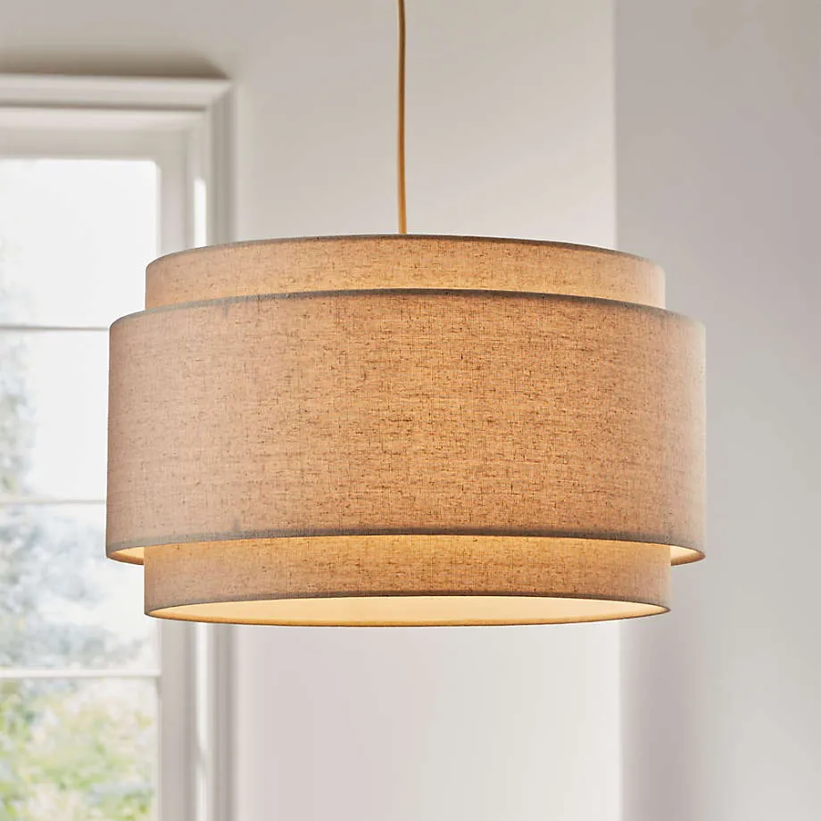 Avery Linen Double Drum Pendant Light