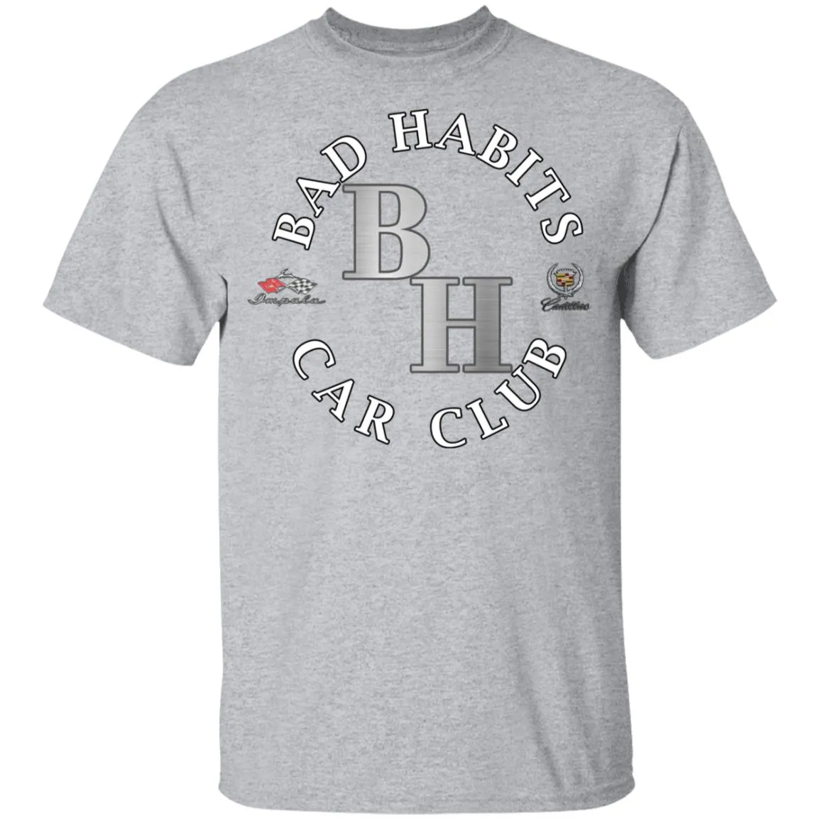 Bad Habits Car Club 2-sided print G500B Youth 5.3 oz 100% Cotton T-Shirt