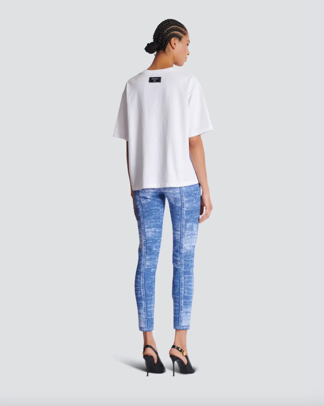 Balmain Short Sleeved Kiss Print T-Shirt in Blanc/Noir/Rouge