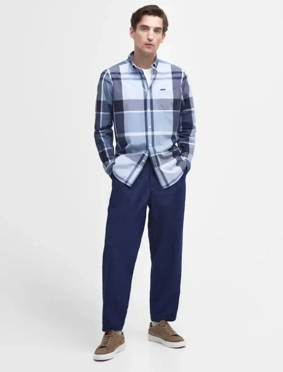 Barbour Mens Harris Tailored Fit Shirt Berwick Blue Tartan
