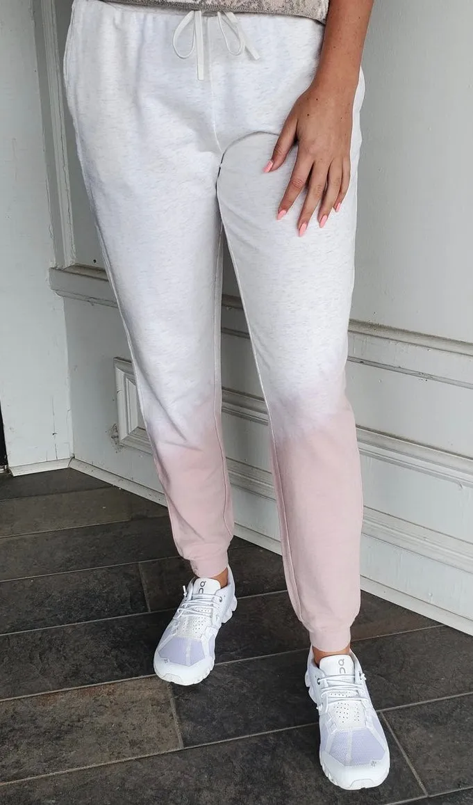 Barefoot Dreams MC Luxe Lounge Shoreline Pant - Soft Pink and White