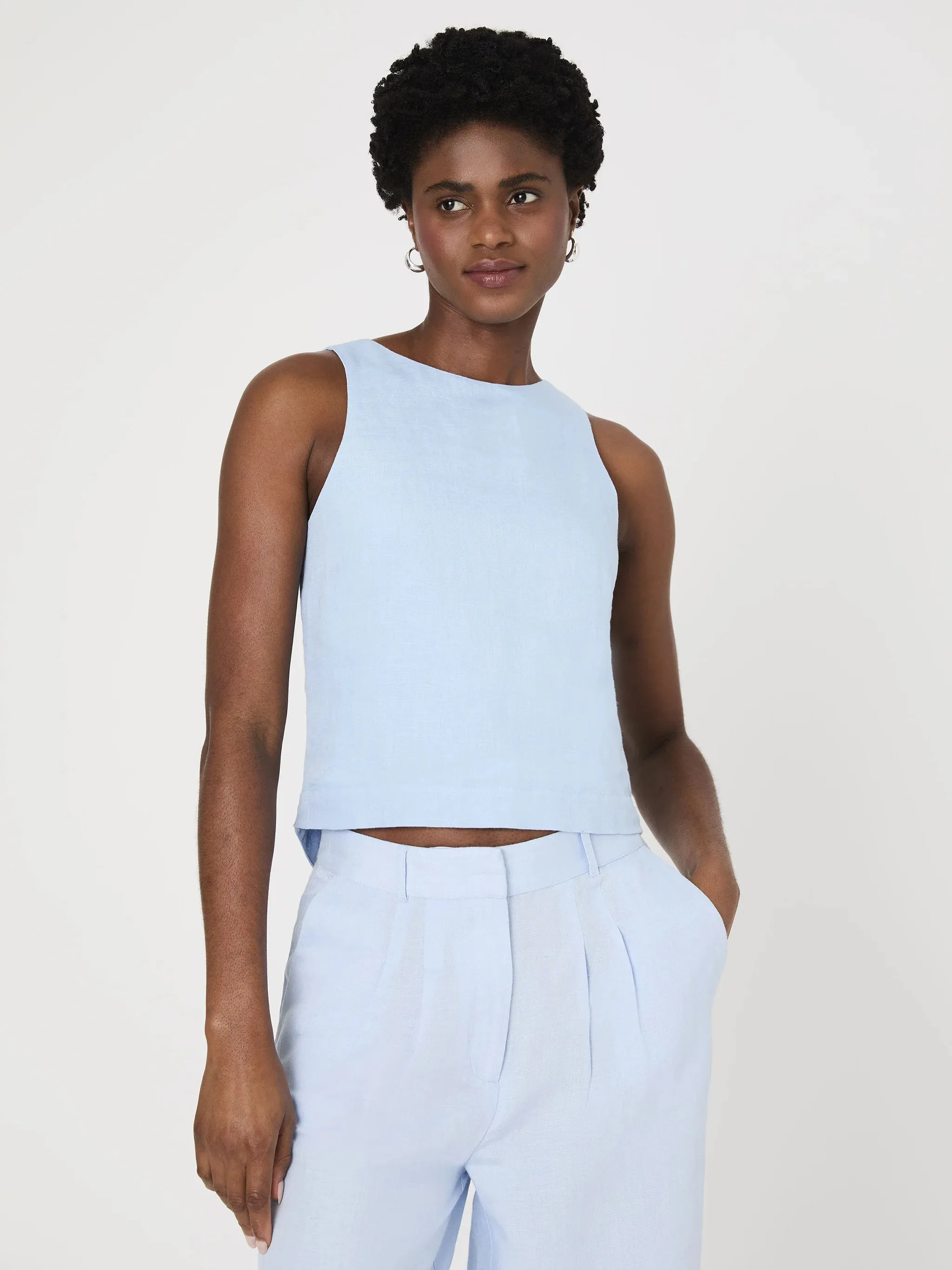 Birdie Linen Swing Top in Cashmere Blue